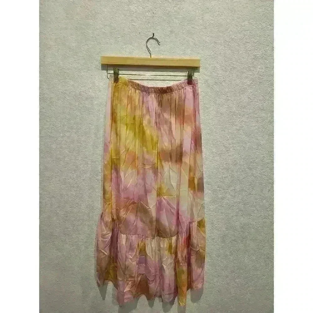 Rewind Aline skirt. Boho tye Dye long skirt. Pink size Medium
